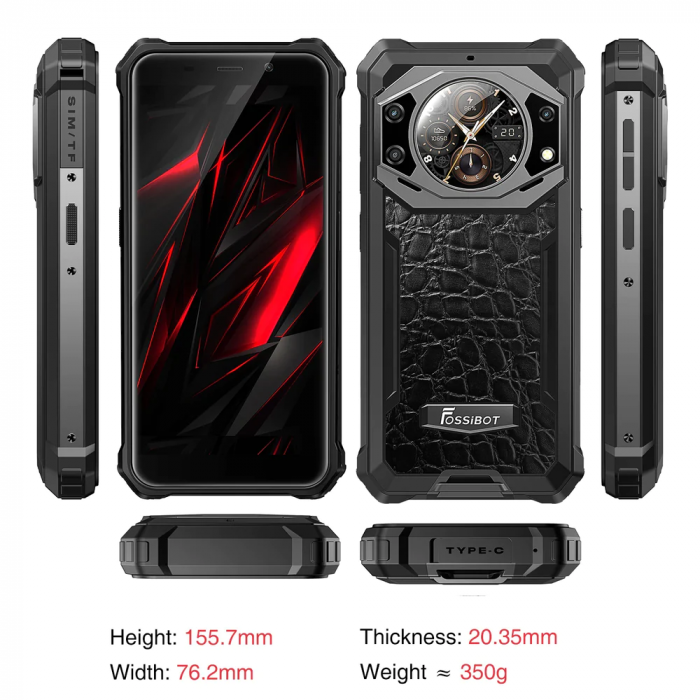 Mobiltelefon FOSSiBOT F101 Pro, Szürke , 4G, Dual Display, 5.45" HD+ IPS 1.32", 15GB RAM (8GB + 7GB bővíthető), 128GB ROM, 24MP+8MP, Android 13, MT8788 Octa Core, NFC/HAC, 10600mAh, 18W, Dual SIM [5]