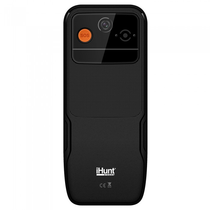 iHunt Primo 4G mobiltelefon 2.4"-os kijelzővel, Dual SIM, 48MB RAM, 128MB ROM, 1800 mAh akkumulátor, zseblámpa, FM-rádió, Bluetooth és 4G kapcsolat. Megbízható, egyszerű használatra tervezve. [10]