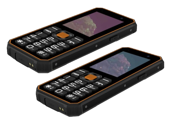 iSEN F1 mobiltelefon, Narancssárga, 4G, 2.4" LCD, 0.3MP hátlapi + 0.08MP előlapi, 48MB RAM, 128MB ROM, Mocor OS, Unisoc T107, IP68, QWERTY, Zseblámpa, 2500mAh, Dual SIM [3]