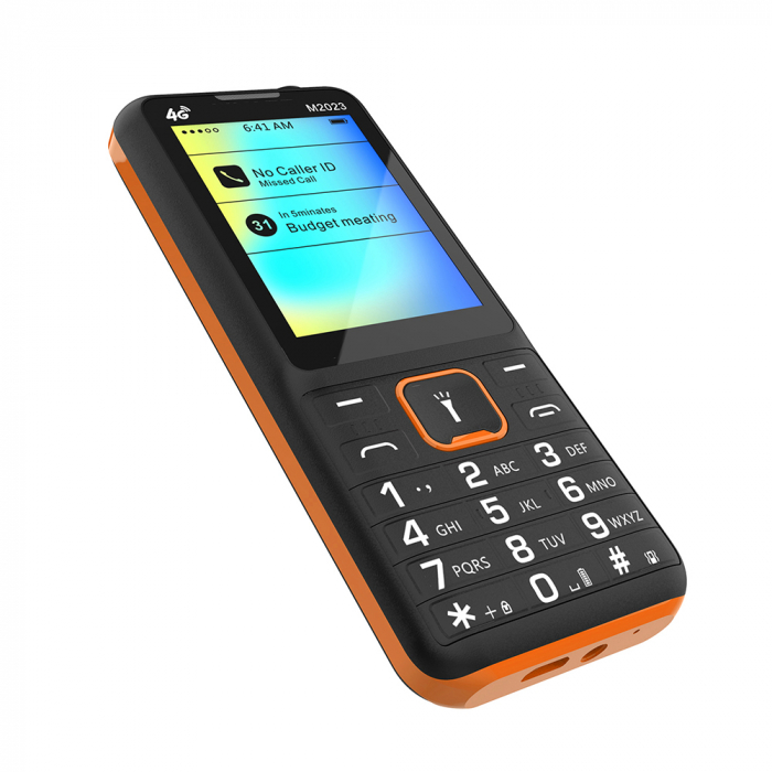 iSEN F23 Mobiltelefon, Fekete/Narancs, 4G, 2.4" Kijelző, 48MB RAM, 128MB ROM, FM Rádió, BT, 8W Kamera, Dual SIM Hybrid, 1800mAh Akkumulátor [8]