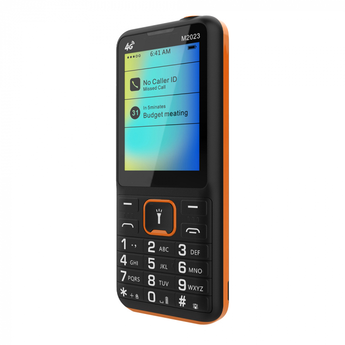 iSEN F23 Mobiltelefon, Fekete/Narancs, 4G, 2.4" Kijelző, 48MB RAM, 128MB ROM, FM Rádió, BT, 8W Kamera, Dual SIM Hybrid, 1800mAh Akkumulátor [7]