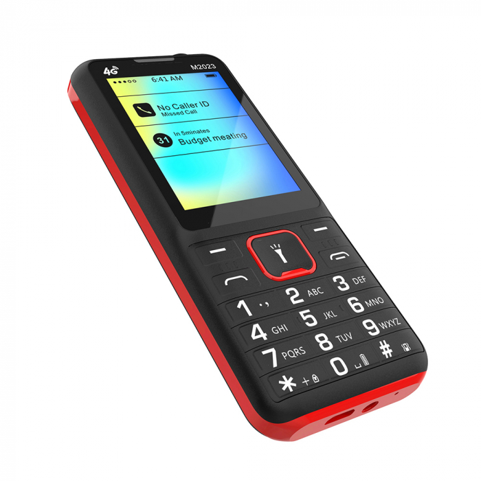 iSEN F23 Mobiltelefon, Fekete/Piros, 4G, 2.4" Kijelző, 48MB RAM, 128MB ROM, FM Rádió, BT, 8W Kamera, Dual SIM Hybrid, 1800mAh Akkumulátor [8]