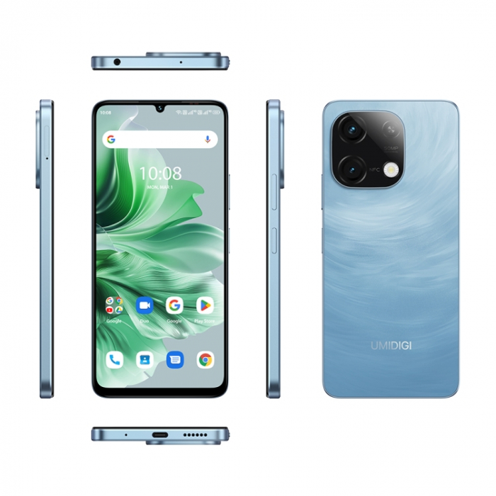 Mobiltelefon UMIDIGI G9C, Kék, 4G, 6,75" 90 Hz, 12GB RAM (6 GB + 6 GB bővíthető), 128 GB ROM, Android 14, 50 MP Ultra-Clear AI kamera, 5000 mAh, Dual SIM [2]