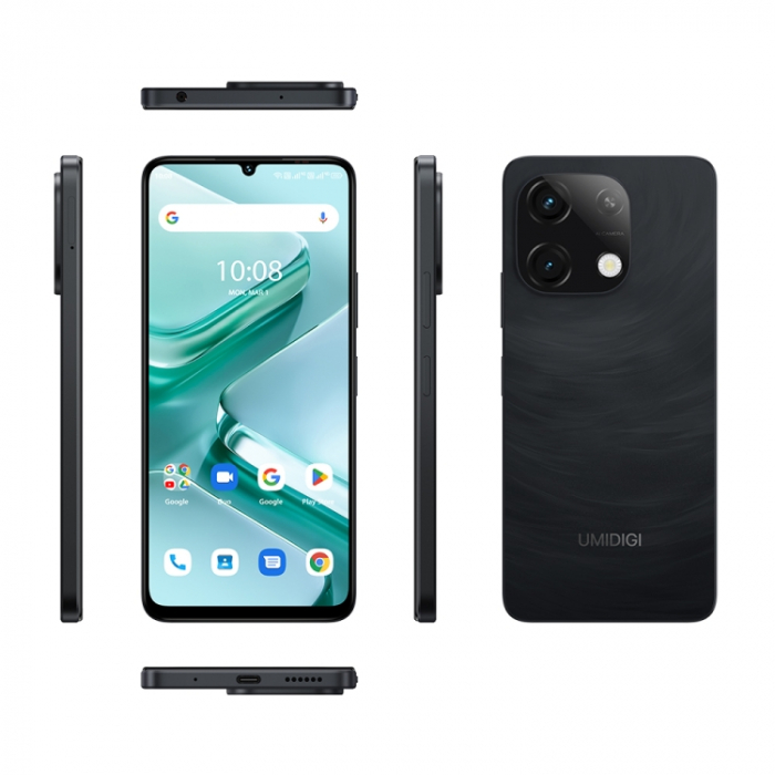 Mobiltelefon UMIDIGI G9T, Fekete, 4G, 6,75" 90 Hz, 8GB RAM (4GB + 4GB bővíthető), 128 GB ROM, Android 14, 13 MP Ultra-Clear AI kamera, 5000 mAh, Dual SIM [2]