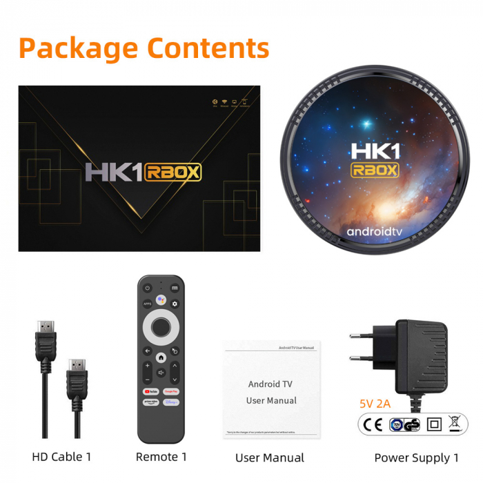 TV Box HK1 RBOX W2T Smart, 4K, Android 11, 4GB RAM, 64GB ROM, quad core ARM® Cortex A35, control vocal 2.4G, Netflix,Hulu,Flixster, Youtube [11]