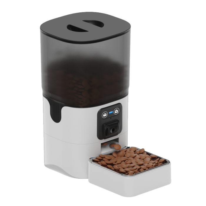 iHunt Smart Pet Feeder 6L Cam automata etető, programozható, kétirányú kommunikációval, multifunkcionális, iHuntHome alkalmazás, kapukontroll, dupla 6L-es adagolás, fehér. [2]