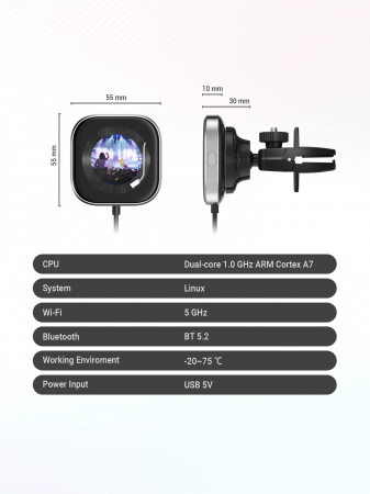 iSEN CPC1 Vezeték nélküli Autós Adapter CarPlay-hez (iOS), Fekete, 1,6 hüvelykes Kijelző Képekhez, Digitális Óra, Légfrissítő Funkció, Type-C, Automatikus Csatlakozás [5]