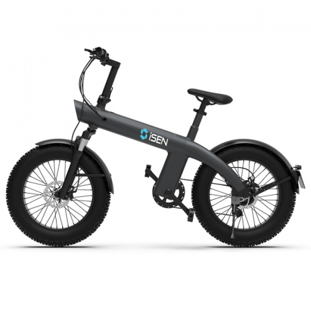 Elektromos kerékpárok - Elektromos kerékpár iSEN Q3 Fat Bike Szürke, 750W, 7 Shimano sebesség, Teljesen elektromos vagy segített kerékpározás, 45km/h, Leszerelhető akkumulátor, IP54