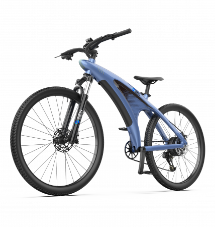 Elektromos kerékpárok - Elektromos kerékpár iSEN Q5 Kék, 650 W, kerék 27,5", 9 Shimano sebesség, Teljesen elektromos vagy rásegített vezetés, 45 km/h, Kivehető akkumulátor, IPX4