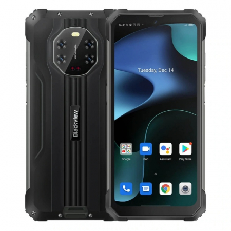 Blackview mobiltelefonok - Mobiltelefon Blackview BV8800 Fekete, 4G, IPS 6,58" 90 Hz, 2K videó, 8GB RAM, 128GB ROM, Android 11, Helio G96, NFC, 8380 mAh, Dual SIM