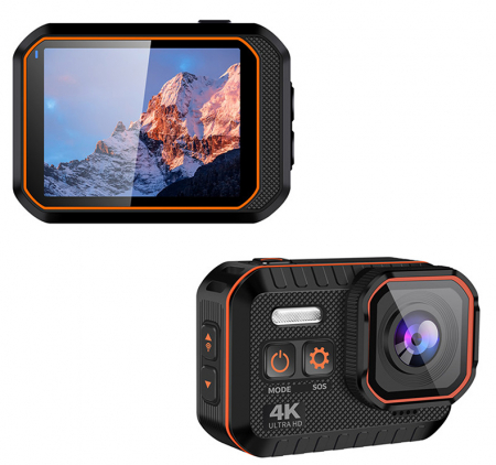 DVR autókamerák - Akciókamera iSEN Action Camera 002, fekete, 4K, UltraHD, HD 2.0", 170°-os filmezés, Wi-Fi, SOS fény, Autó mód, Mozgásérzékelés, 1050 mAh