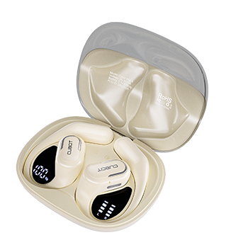 Vezeték nélküli fejhallgató - Vezeték nélküli fülhallgató Cubot Vibe R, Bézs, Nyitott kialakítás, 500mAh töltőtok, Bluetooth 5.4, IPX7, ENC zajszűrés, Érintésvezérlés, Memóriaötvözet kampó