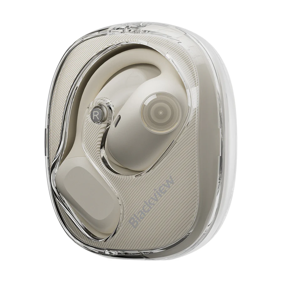 Vezeték nélküli open-ear Blackview AirBuds 100 fülhallgató 500mAh töltőtokkal, Bluetooth 5.3, Seashell White [1]