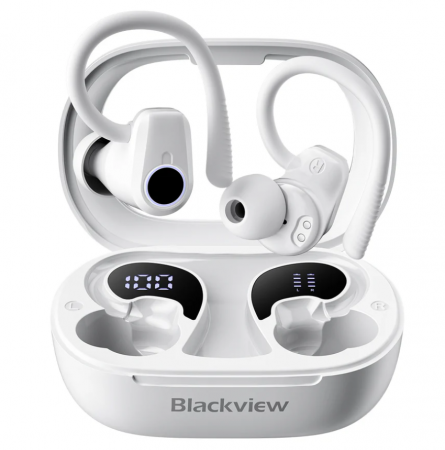 Vezeték nélküli fejhallgató - Vezeték nélküli félfüles Blackview AirBuds 60 500mAh töltőtokkal, Bluetooth 5.3, Fehér