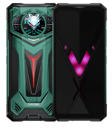 Tartós Telefonok - Doogee S200 Ultra Mobiltelefon, Zöld, 5G, 6.72" IPS FHD+, 1.32" AMOLED hátsó kijelző, 48GB RAM (12GB+36GB bővíthető), 1TB ROM, 100MP, Android 15, Dimensity 7400, 11000mAh, 66W, Dual SIM