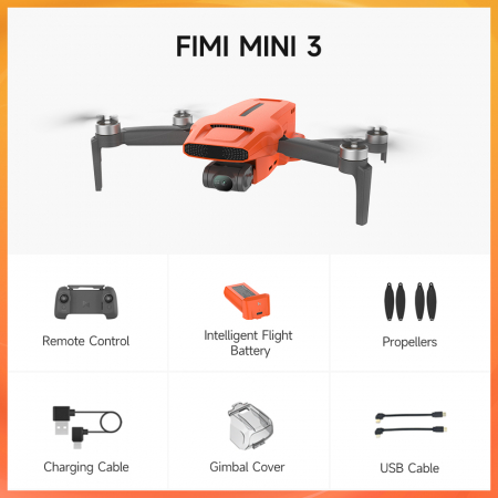 Xiaomi FIMI MINI 3 összecsukható drón, 4K, 48MP, SoLink 9Km, 12x Zoom, 3 tengelyes Gimbal, repülési magasság 800m, sebesség 18m/s, intelligens nyomkövető, Gimbal, GPS [4]