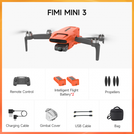 Xiaomi FIMI MINI 3 összecsukható drón, 4K, 48MP, SoLink 9Km, 12x Zoom, 3 tengelyes Gimbal, repülési magasság 800m, sebesség 18m/s, intelligens nyomkövető, Gimbal, GPS [5]
