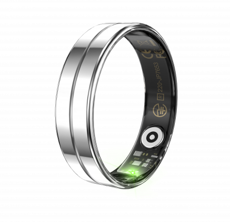 Lifestyle - iSEN R11 Okos gyűrű Ezüst, Szívritmus, Vér oxigén, HRV, Stressz, Alvás, Lépésszámláló, Távolság és Kalória, Hőmérséklet, Sport módok, Táv fényképezés, 16mAh