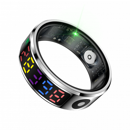 iSEN R12 Okos gyűrű Ezüst, Szívritmus, Vér oxigén, HRV, Stressz, Alvás, Lépésszámláló, Távolság és kalóriák, Hőmérséklet, Sport módok, Táv fényképezés, Töltőtok, 16 mAh [2]