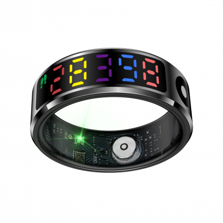 iSEN R12 Okos gyűrű Fekete, Szívritmus, Vér oxigén, HRV, Stressz, Alvás, Lépésszámláló, Távolság és kalóriák, Hőmérséklet, Sport módok, Táv fényképezés, Töltőtok, 16 mAh [3]