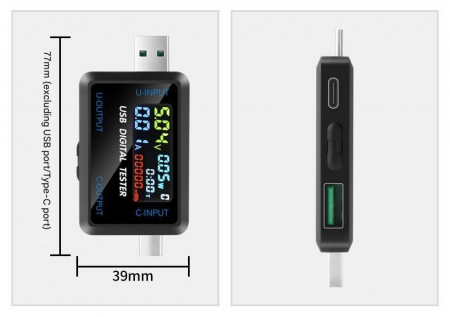 iSEN 6527-Q USB digitális teszter Fekete, USB A, USB Type-C, LCD képernyő [2]