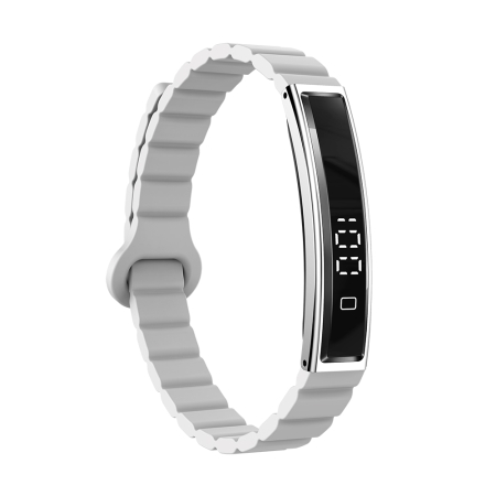 Okoskarkötő iSEN B3, Ezüst+Feher, Szilikon, 18mAh, Pulzusszám- és Vér-oxigénszint Mérő, Alvás- és Tevékenységkövetés, Női Egészség, Mesterséges Intelligencia Asszisztens, Mágneses Töltés [6]