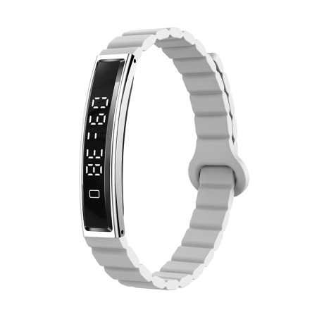 Okoskarkötő iSEN B3, Ezüst+Feher, Szilikon, 18mAh, Pulzusszám- és Vér-oxigénszint Mérő, Alvás- és Tevékenységkövetés, Női Egészség, Mesterséges Intelligencia Asszisztens, Mágneses Töltés [1]