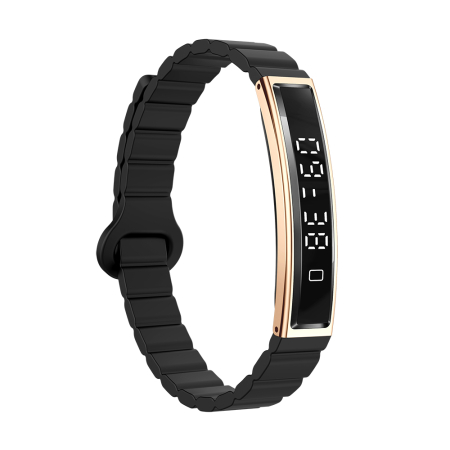 Okoskarkötő iSEN B3, Fekete+Arany, Szilikon, 18mAh, Pulzusszám- és Vér-oxigénszint Mérő, Alvás- és Tevékenységkövetés, Női Egészség, Mesterséges Intelligencia Asszisztens, Mágneses Töltés [5]