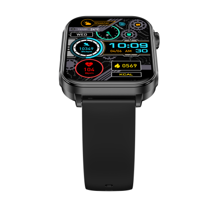 iSEN V96 Okosóra, Fekete, 1.83" HD, Pulzusszám, Vérnyomás, Véroxigén (SpO2), Hívás Funkció, 280 mAh, IP67, Szilikon Szíj, DaFit Alkalmazás, Zenevezérlés, Időjárás, Android 5.2 / iOS 9.0 [20]