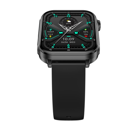 iSEN V96 Okosóra, Fekete, 1.83" HD, Pulzusszám, Vérnyomás, Véroxigén (SpO2), Hívás Funkció, 280 mAh, IP67, Szilikon Szíj, DaFit Alkalmazás, Zenevezérlés, Időjárás, Android 5.2 / iOS 9.0 [19]