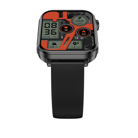 iSEN V96 Okosóra, Fekete, 1.83" HD, Pulzusszám, Vérnyomás, Véroxigén (SpO2), Hívás Funkció, 280 mAh, IP67, Szilikon Szíj, DaFit Alkalmazás, Zenevezérlés, Időjárás, Android 5.2 / iOS 9.0 [22]