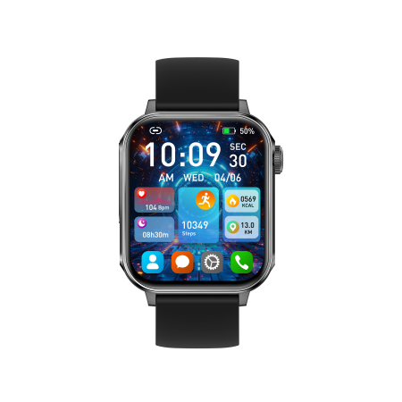iSEN V96 Okosóra, Fekete, 1.83" HD, Pulzusszám, Vérnyomás, Véroxigén (SpO2), Hívás Funkció, 280 mAh, IP67, Szilikon Szíj, DaFit Alkalmazás, Zenevezérlés, Időjárás, Android 5.2 / iOS 9.0 [13]