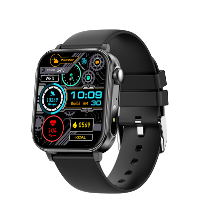 iSEN V96 Okosóra, Fekete, 1.83" HD, Pulzusszám, Vérnyomás, Véroxigén (SpO2), Hívás Funkció, 280 mAh, IP67, Szilikon Szíj, DaFit Alkalmazás, Zenevezérlés, Időjárás, Android 5.2 / iOS 9.0 [1]
