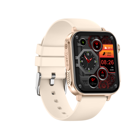 iSEN V96 Okosóra, Krém, 1.83" HD, Pulzusszám, Vérnyomás, Véroxigén (SpO2), Hívás Funkció, 280 mAh, IP67, Szilikon Szíj, DaFit Alkalmazás, Zenevezérlés, Időjárás, Android 5.2 / iOS 9.0 [5]