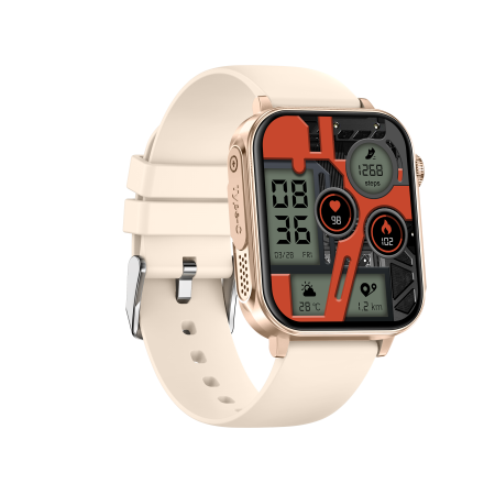 iSEN V96 Okosóra, Krém, 1.83" HD, Pulzusszám, Vérnyomás, Véroxigén (SpO2), Hívás Funkció, 280 mAh, IP67, Szilikon Szíj, DaFit Alkalmazás, Zenevezérlés, Időjárás, Android 5.2 / iOS 9.0 [4]