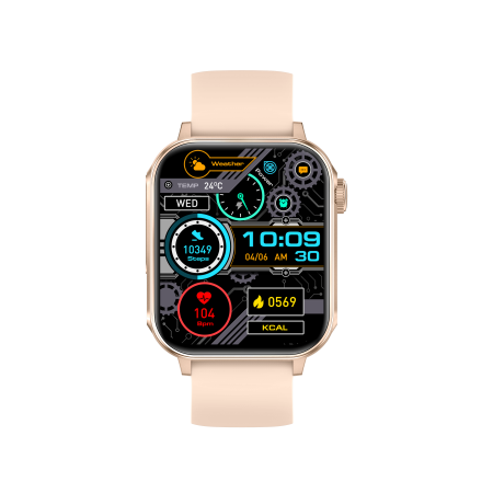 iSEN V96 Okosóra, Arany, 1.83" HD, Pulzusszám, Vérnyomás, Véroxigén (SpO2), Hívás Funkció, 280 mAh, IP67, Szilikon Szíj, DaFit Alkalmazás, Zenevezérlés, Időjárás, Android 5.2 / iOS 9.0 [6]