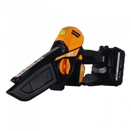 Komplett készlet Mini elektromos láncfűrész 4Ah akkumulátorral, iHunt Strong láncfűrész 21V Power, kefe nélküli motor, 10cm-es penge, 9m/s láncsebesség + töltő + töltő [2]