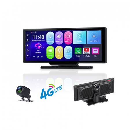 Autós DVR intelligens tükör - iSEN Z80 DVR Műszerfal Navigátor, 4G, 10,26", 4GB RAM, 64GB ROM, Octa-core, Android 10, Vezeték nélküli Apple CarPlay és Android Auto, Hátsókamera