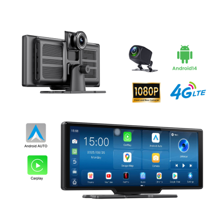 Autós DVR intelligens tükör - Fedélzeti Navigátor iSEN V9311A DVR, 4G, 10.26", 8GB RAM, 32GB ROM, Nyolcmagos, Android 14, GPS, Vezeték nélküli Apple CarPlay és Android Auto, Tolatókamera