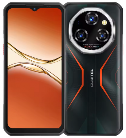 Tartós Telefonok - Mobiltelefon Oukitel WP55 Pro, Narancs, 5G, 6.6" FHD+ 120Hz, 48GB RAM (16GB+32GB bővíthető), 512GB ROM, Android 15, Dimensity 7025, 108MP+32MP, Éjjellátó, NFC, Arcfelismerés, 11000mAh, 33W, Dual SIM