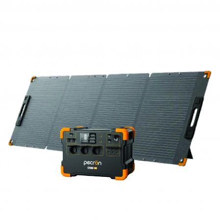 Zöld energia - Csomag Hordozható elektromos töltőállomás PECRON E2000LFP, 1920Wh, 2000W, 230V, Gyors Töltés, LiFePO4, Kettős MPPT Vezérlő, BMS Védelem + PECRON PV200 Hordozható Napelemes Panel, 200W