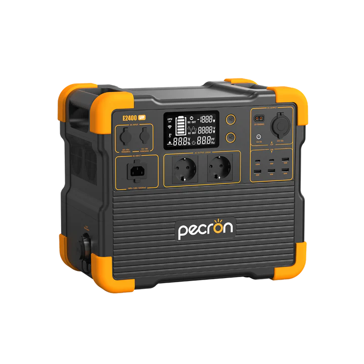 Hordozható elektromos töltőállomás PECRON E2400LFP, 2048Wh, 2400W, 230V, Digitális kijelző, Szupergyors töltés, LiFePO4 akkumulátor, Dupla MPPT vezérlő, 12 kimenet, BMS védelem
