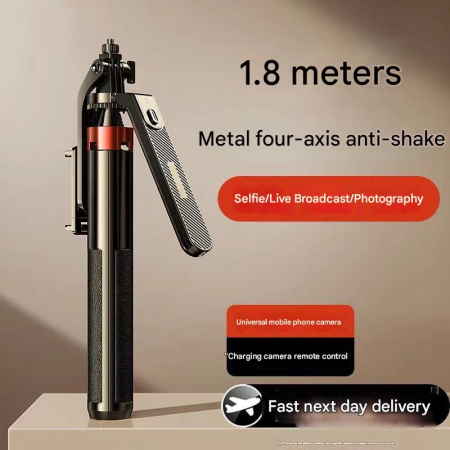 iSEN P185 Auto-sugárzó Selfie Bot Fekete, 1.8m, 360° Forgatás, Bluetooth Távirányító, Eltávolítható Fény Kitöltés, Type-C Gyors Töltés, 55mAh [1]