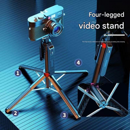 iSEN P185 Auto-sugárzó Selfie Bot Fekete, 1.8m, 360° Forgatás, Bluetooth Távirányító, Eltávolítható Fény Kitöltés, Type-C Gyors Töltés, 55mAh [2]