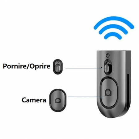 Selfie stick kihúzható állvány iSEN L16 fekete, 1530 mm, 1/4 port, levehető bluetooth távirányító, lengő fogantyú, 120 mAh [5]