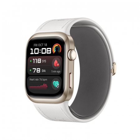 Okos óra - Smartwatch Huawei Watch D2,Gold Aluminium, White Composite Leather Strap