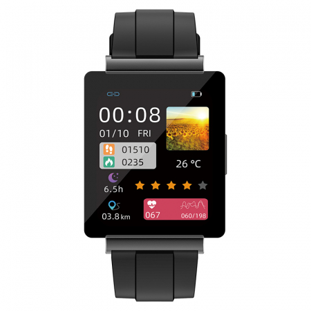 Smartwatch iSEN KS01, fekete színű, IPS HD TFT 1,83", EKG, Vércukorszint, Vér oxigénszint, Alvásfigyelés, HRV, Hőmérő, Zenelejátszás, NFC, 220 mAh [2]