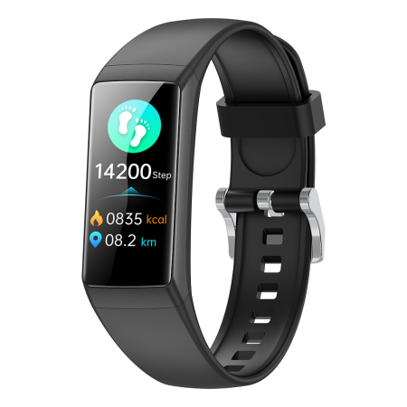 Okosóra iSEN BK05, Fekete, Szilikon, 0.96'' Nagy Felbontású, Bluetooth 5.2, Vércukor/Oxigén/Vérnyomás, Pulzus, Testhőmérséklet, Multi-sport Mód, 10 Nap Készenlét [12]