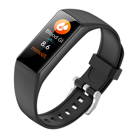 Okosóra iSEN BK05, Fekete, Szilikon, 0.96'' Nagy Felbontású, Bluetooth 5.2, Vércukor/Oxigén/Vérnyomás, Pulzus, Testhőmérséklet, Multi-sport Mód, 10 Nap Készenlét [13]