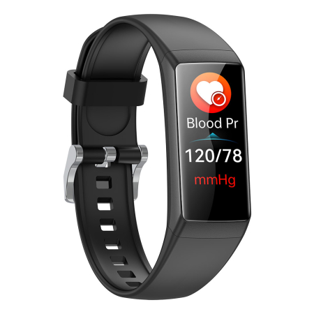 Okosóra iSEN BK05, Fekete, Szilikon, 0.96'' Nagy Felbontású, Bluetooth 5.2, Vércukor/Oxigén/Vérnyomás, Pulzus, Testhőmérséklet, Multi-sport Mód, 10 Nap Készenlét [4]